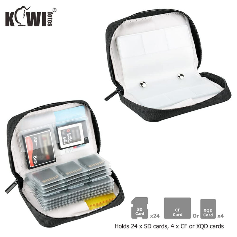 [Australia - AusPower] - (24 SD + 4 CF) 28 Slots Memory Card Case Holder with Labels, SD Card Wallet Storage for 24 SD SDXC SDHC Cards + 4 CF XQD Cards, Portable Carrying Cases Organizer with Number Sticker - Grey Gray, 24 SD + 4 CF 
