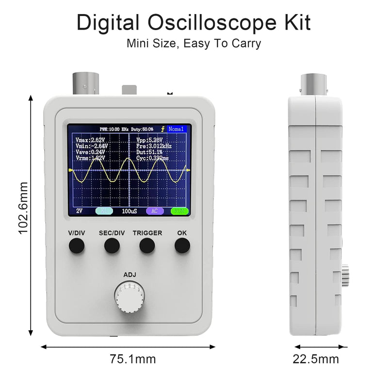 [Australia - AusPower] - AUKUYEE Updated 2.4" TFT Digital Oscilloscope Kit with Power Supply and BNC-Clip Cable Probe Q15001 (Assembled Finished Machine) 