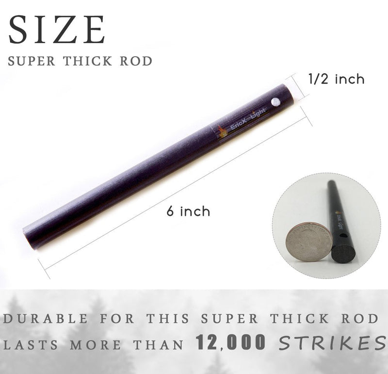 [Australia - AusPower] - EricX Light 2 PCS 1/2 Inch X 6 Inch Ferrocerium Rod Flint Fire Starter, Super Thick Rod Provide You A Decent Shower of Sparks, Drilled A Lanyard Hold Perfect for DIY Your Own Survival Kit 