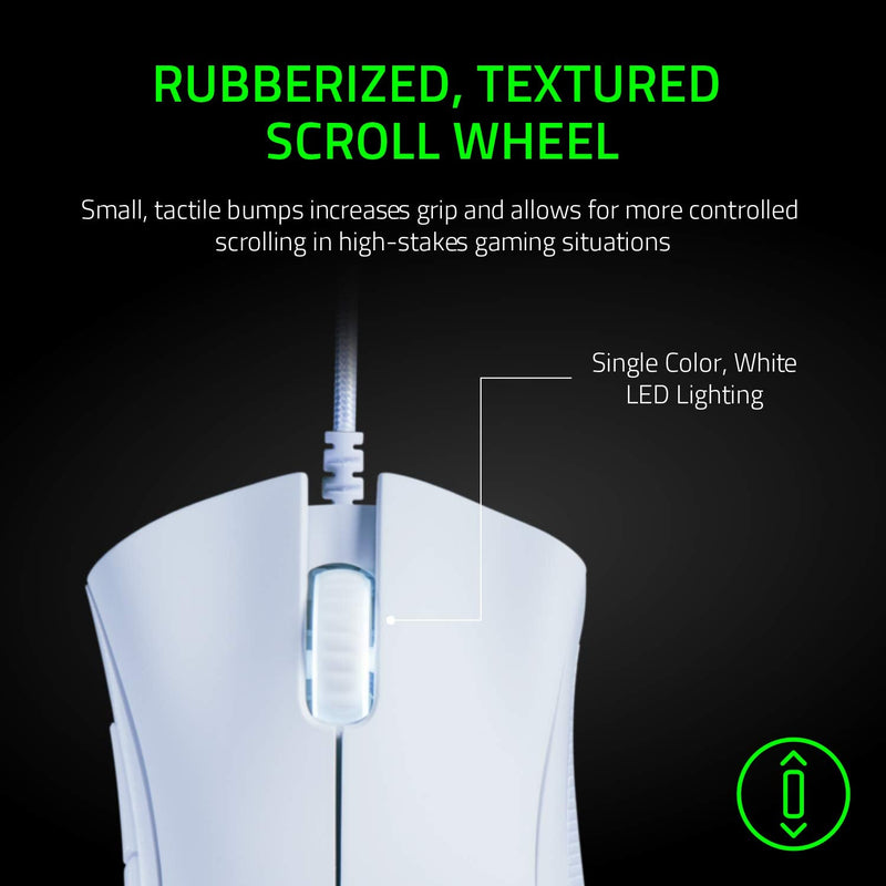 [Australia - AusPower] - Razer DeathAdder Essential (2021) - Wired Gaming Mouse (Optical Sensor, 6400 DPI, 5 Programmable Buttons, Ergonomic Form Factor) White 