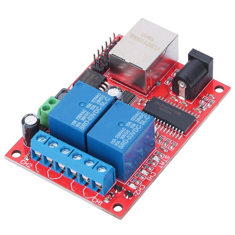 [Australia - AusPower] - LAN Ethernet Controller Module, TCP/UDP Controller Module with 2-Way Relay Board Delay Switch DC(5-24V) for Replacement of Web Server Electronic Kit Circuit Board 