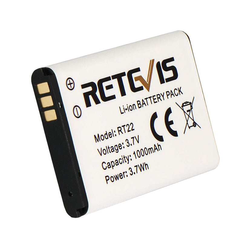 [Australia - AusPower] - Retevis RT22 RT22S RT15 RT19 Battery Walkie Talkie Original Li-ion Battery 3.7V 1000mAh Compatible with Retevis RT22 RT22S RT15 RT19 WLN KD-C1 Two Way Radio(2 Pack) 