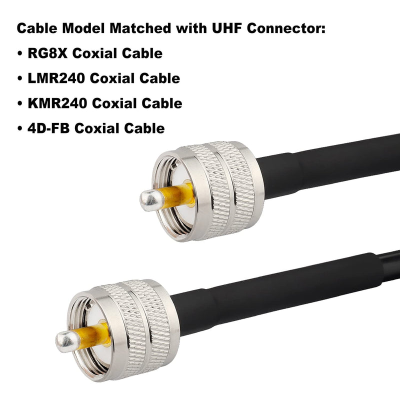 [Australia - AusPower] - MOOKEERF PL259 Male Crimp Connector, UHF SO239 Crimp Coax Connector for RG8X/ LMR240/ 4D-FB/ CNT240/ RG8 Mini Coaxial Cable(Pack of 5) 