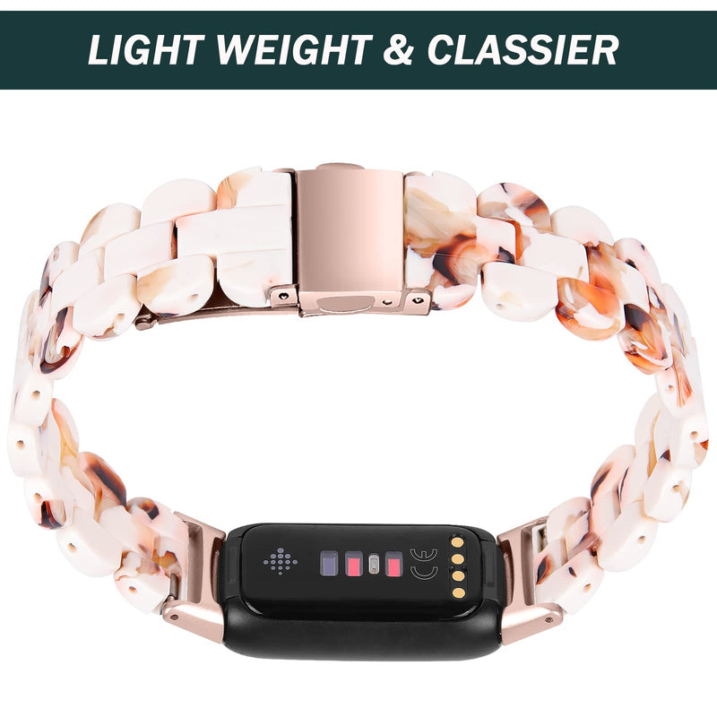 [Australia - AusPower] - NINKI Compatible with Fitbit Luxe Band Resin Lightweight Smooth Replacement Luxe Band for Women Luxe Fitbit Bands Bracelet Strap Wrist Band for Fitbit Luxe for Men(Leopard) Nougat normal 