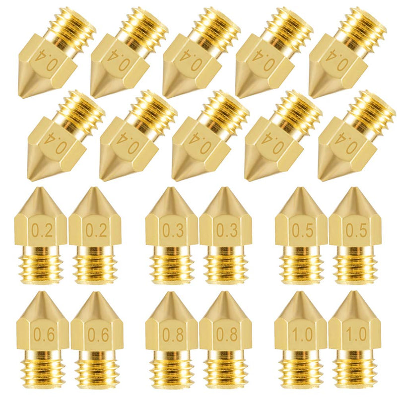 [Australia - AusPower] - SIQUK 22 Pieces 3D Printer Nozzles MK8 Nozzle 0.2mm, 0.3mm, 0.4mm, 0.5mm, 0.6mm, 0.8mm, 1.0mm with Storage Box for 3D Printer Makerbot CR-10 