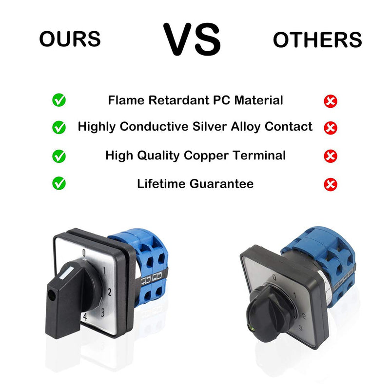[Australia - AusPower] - VictorsHome Changeover Switch SYW28-20 5 Positions 8 Terminals Universal Rotary Cam Selector Latching Switches 550V 20A 
