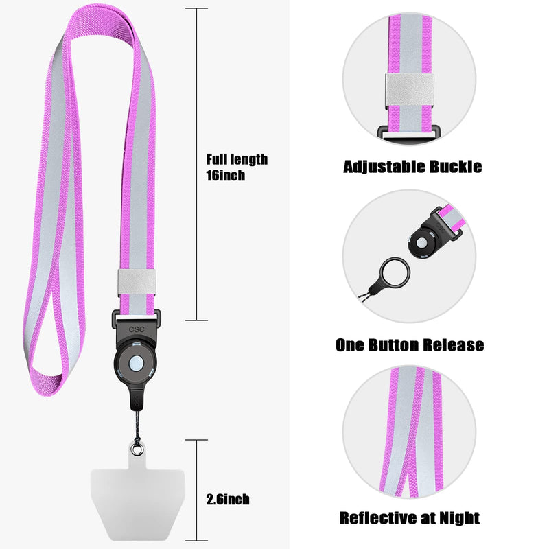 [Australia - AusPower] - Cell Phone Lanyard for Women with 3 Pieces Adjustable Neck Strap and 3 Pieces Mobile Phone Lanyard Patch, Universal Adjustable Phone Lanyards for Around The Neck Compatible with All Smartphone Purple+Pink+Green 