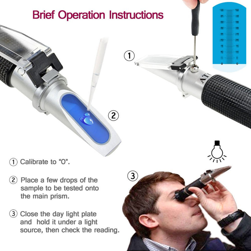 [Australia - AusPower] - Alcohol Refractometer for Spirit Alcohol Volume Percent Measurement with Automatic Temperature Compensation (ATC), Range 0-80% v/v. 