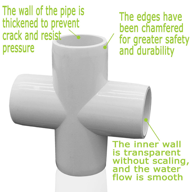 [Australia - AusPower] - 20PCS 4 Way Cross PVC Fittings, 1/2Inch Heavy Duty PVC Pipe Fitting PVC Furniture Grade Fitting Connector for Water Supplies Build PVC Furniture DIY Garden Shelf Greenhouse 