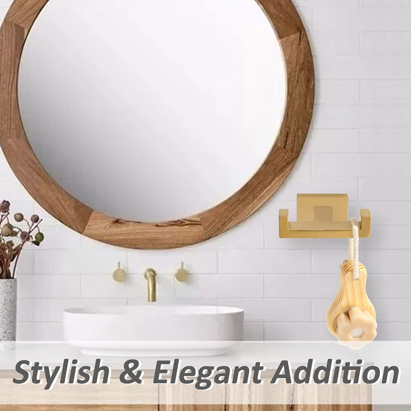 [Australia - AusPower] - Suyar Double Towel Hook Bundle with Toilet Paper Holder (Brushed Gold) 