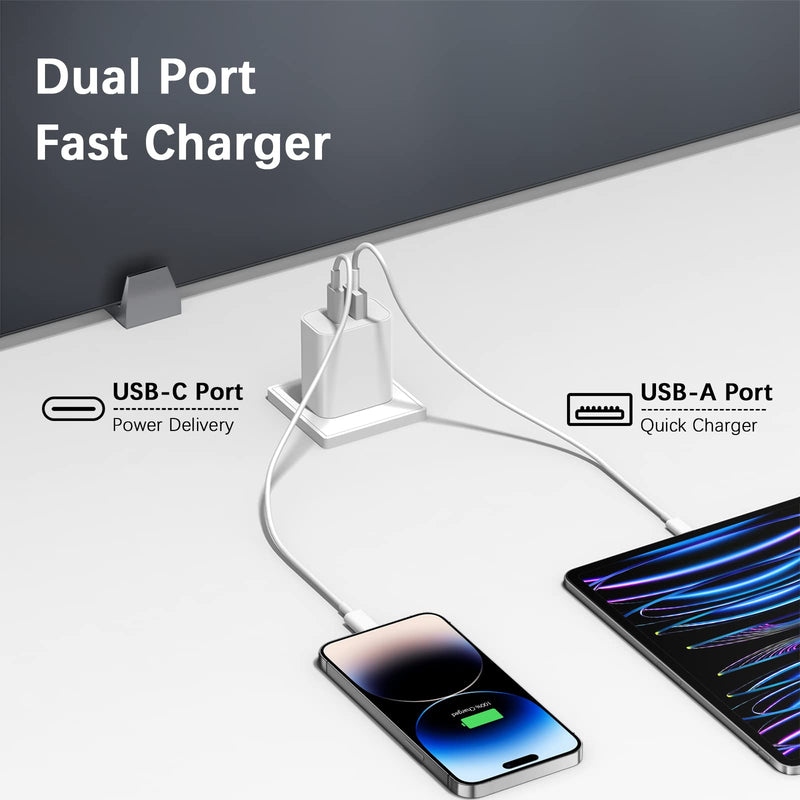 [Australia - AusPower] - USB C Wall Charger Block, 3 Pack 20W Dual Port Fast Charger, QC+PD 3.0 Plug Adapter Compatible with iPhone 14 13 12 11 Pro Max XR XS X 8 Samsung Galaxy and More 3-pack 