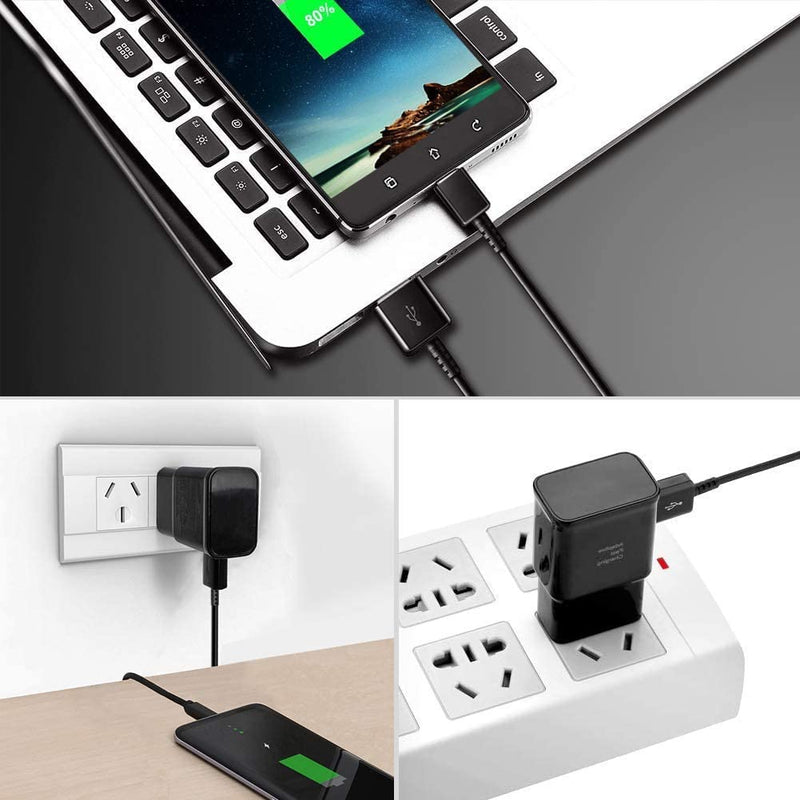 [Australia - AusPower] - Samsung Wall Charger Adaptive Fast Charger Kit,Travel Charging Adapter+Type-C USB Cables for Samsung Galaxy S21/S21 Ultra/S20/S20+/S10/S10+/S10e/S9/S9+/S8/S8Plus/Edge/Active/Note 8/9/10/20(2 Pack) black 