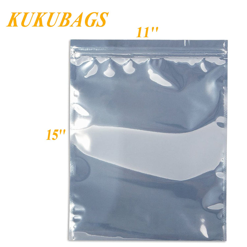 [Australia - AusPower] - KUKUBAGS 15pcs 11x15 inch Anti Static Bag with 15pcs Antistatic Labels, Static Free Bag for Electronics, Large Resealable Non Static Bags for Most of Computer Accessories 