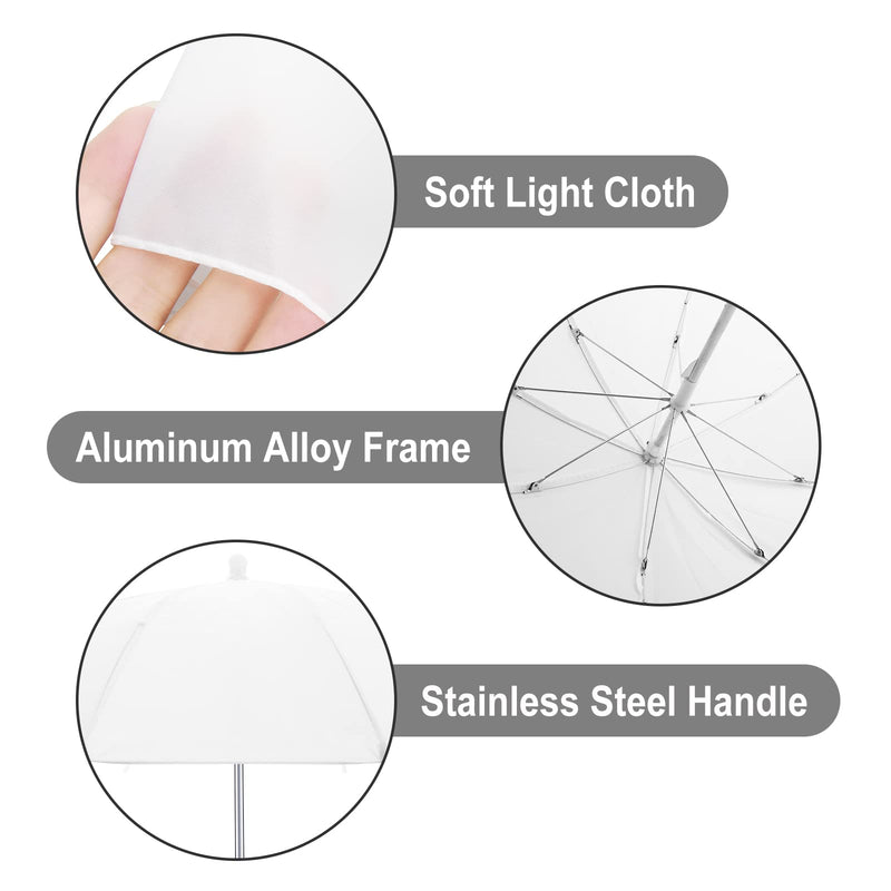 [Australia - AusPower] - Cosmos 2 Pack Photography Light Reflector Umbrella 20 Inch / 50cm Diameter White Translucent Soft Umbrella Photography Photo Video Studio Mini Lighting Diffuser for Portrait & Product Studio Shooting 