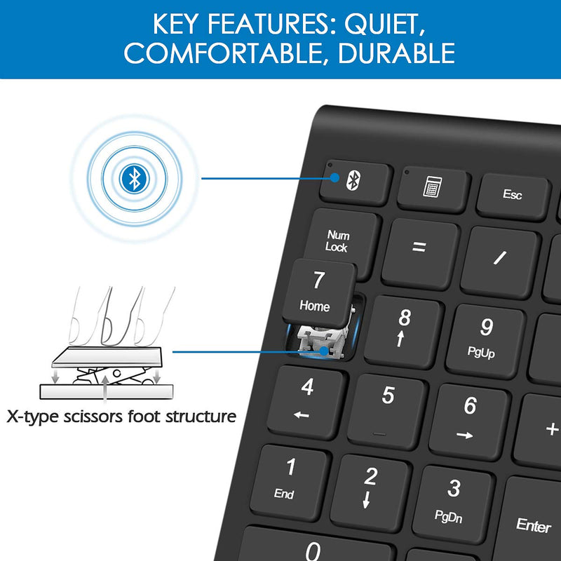 [Australia - AusPower] - Bluetooth Wireless Number Pads, Numeric Keypad 22 Keys Portable Financial Accounting 10 Keys Number Keyboard Extensions for Laptop, PC, Desktop, Surface Pro, Notebook 