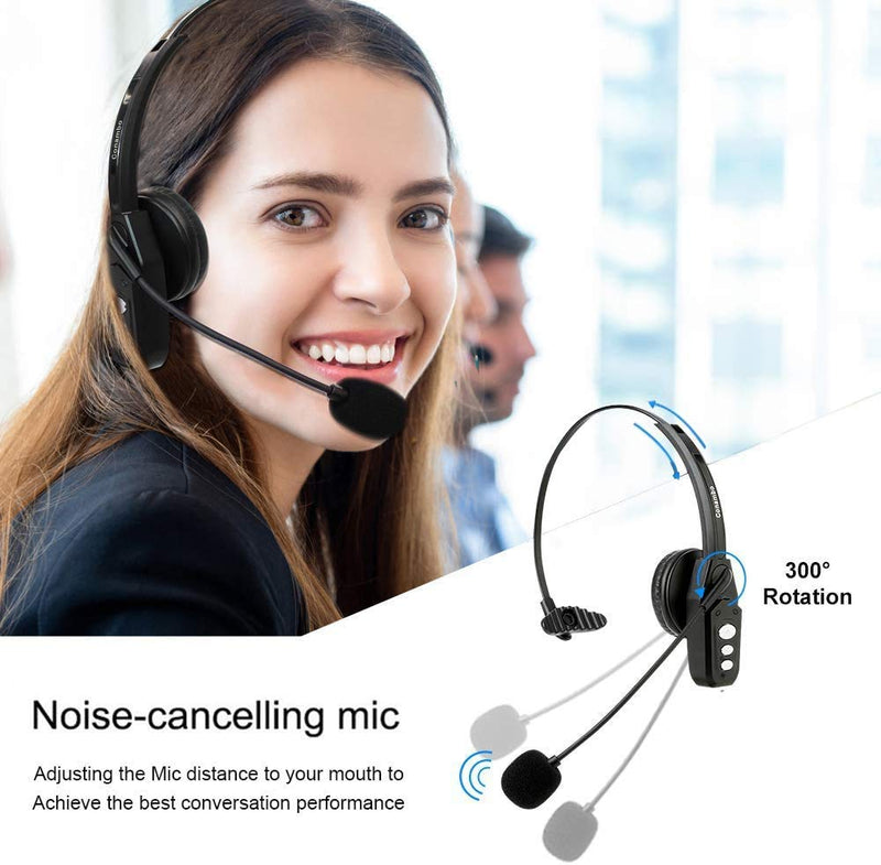 [Australia - AusPower] - Bluetooth Headset V5.0, Pro Wireless Headset High Voice Clarity with Noise Canceling Mic for Cell Phone Trucker Engineers Business Home Office-JBT800 