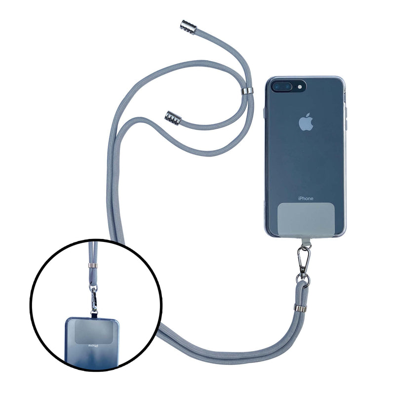 [Australia - AusPower] - Universal Gray Phone Lanyard with Adjustable Strap - Multipurpose for Phone, Badge or Keys 