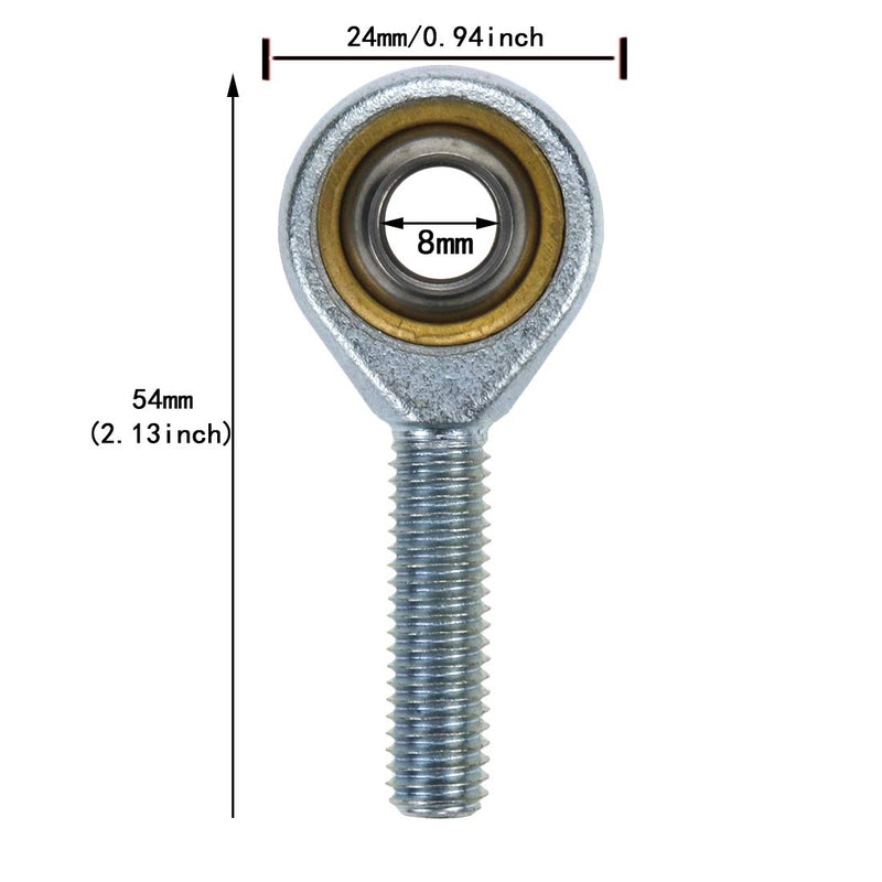 [Australia - AusPower] - Bitray SA8T/K Rod End Bearing 8mm Inside Dia Male Thread Right Hand Self Lubricating Bearing - 4PCS 