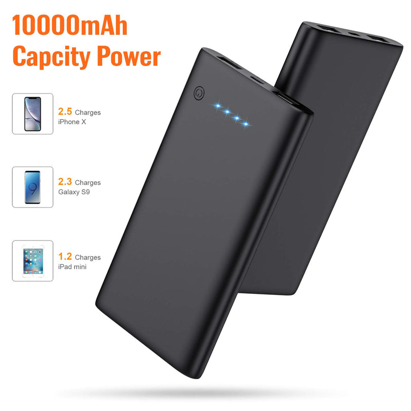 [Australia - AusPower] - Portable Charger 10000mAh, Power Bank [2-Pack] Ultra-Slim External Battery Charger Dual USB Lighter Backup Pack Phone Charger for iPhone 11, Galaxy S9, Pixel 3, Android Phone and Tablet etc 