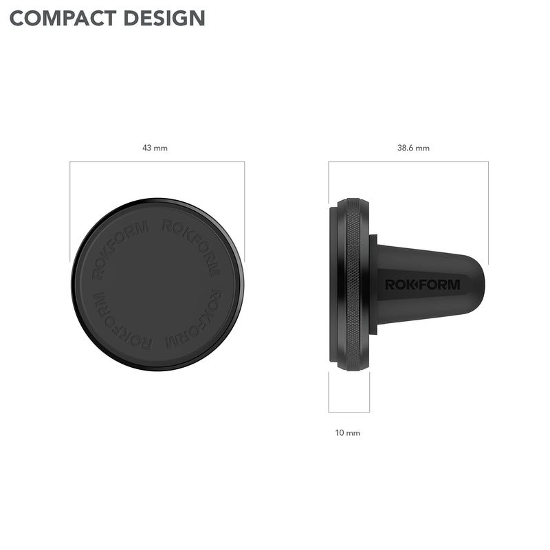 [Australia - AusPower] - Rokform - Magnetic Air Vent Mount, Super Grip Car Truck & Van Vent Clip, Aluminum Cell Phone Holder, Removable Vent Magnet Mount, Specially Designed for Rokform Cases (Black) Black One Size 