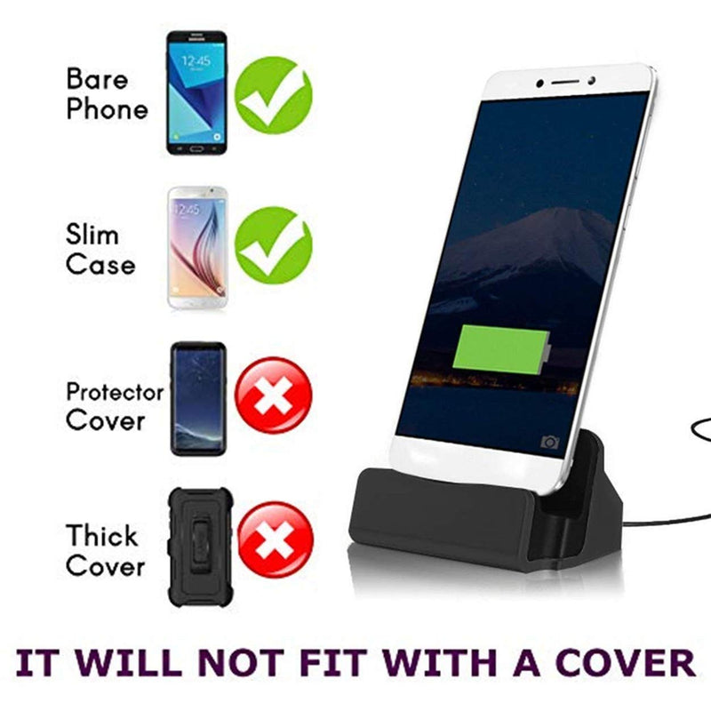 [Australia - AusPower] - FNSHIP Cell Phone Dock Stand Station,Micro USB Desktop Dock Cradle Holder for Cell Phone Samsung, Eclipse,Mission,J3V, Moto (Black) Black 