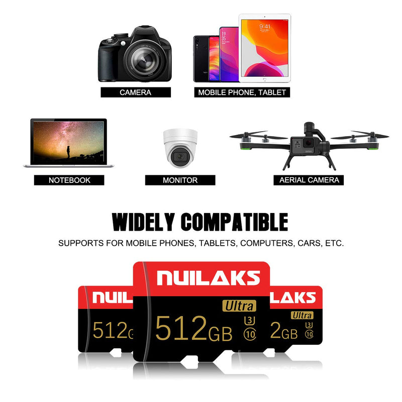 [Australia - AusPower] - 512GB microSDXC UHS-I U3 4K UHD Video High Speed Micro SD Card with Adapter for Dash Cams, Action Camera, Surveillance & Security Cams 