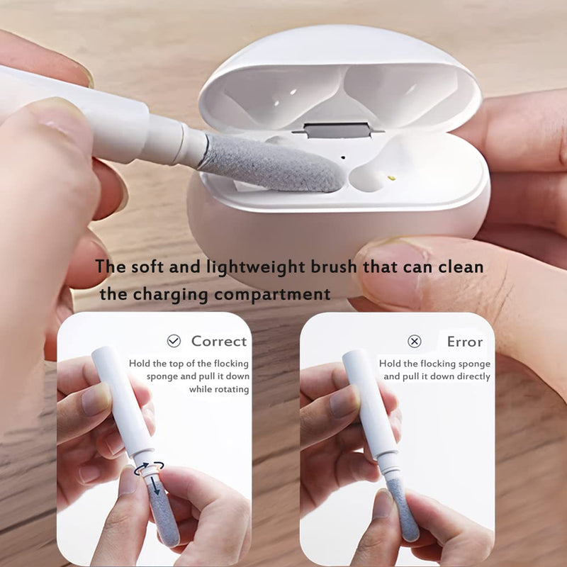 [Australia - AusPower] - Bluetooth Earbuds Cleaning Pen, Multifunction Airpod Cleaner Kit with Soft Brush for Wireless Earphones Bluetooth Headphones Charging Box Accessories, Computer, Camera and Mobile Phone (White) White 