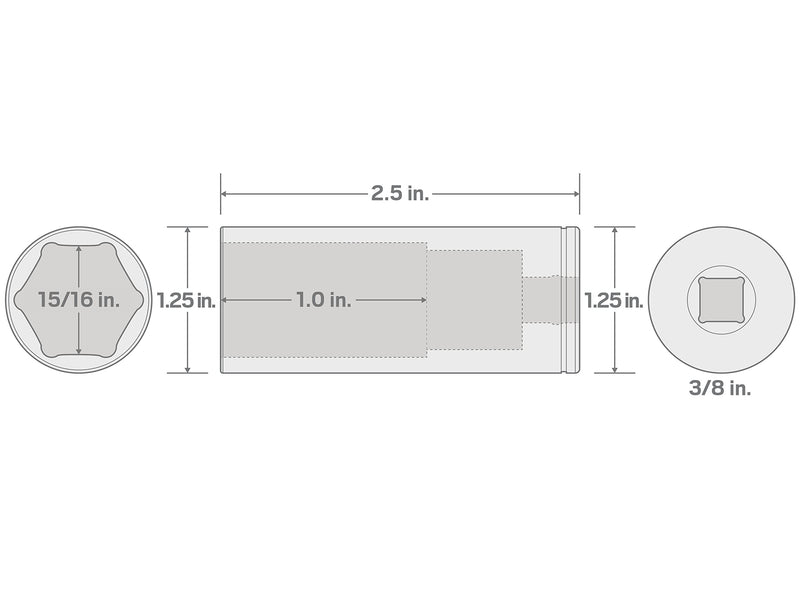 [Australia - AusPower] - TEKTON 3/8 Inch Drive x 15/16 Inch Deep 6-Point Socket | SHD13024 15/16 in. 