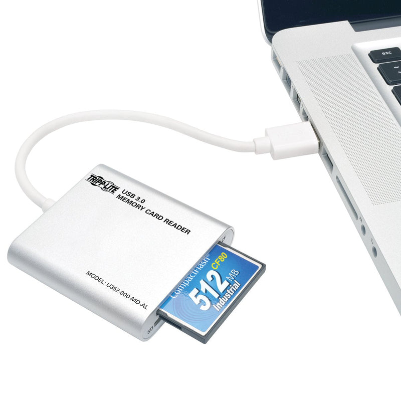 [Australia - AusPower] - Tripp Lite USB 3.0 SuperSpeed Multi-Drive Memory Card Reader/Writer 5Gbps Aluminum Case (U352-000-MD-AL), Multi Color SD/MS/CF Aluminumn 