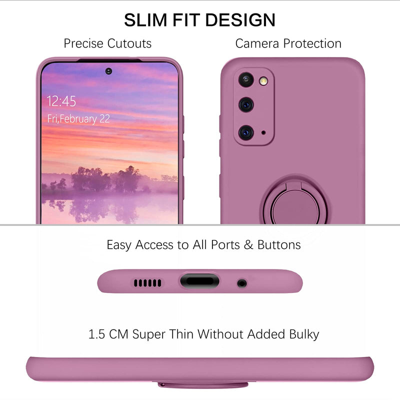 [Australia - AusPower] - BENTOBEN Galaxy S20 Case, Phone Case Samsung S20 5G 2020, Slim Silicone 360° Ring Holder Kickstand Support Car Mount Soft Rubber Hybrid Hard Protection Shockproof Bumper Girl Women Cover, Deep Purple V152-Deep Purple 