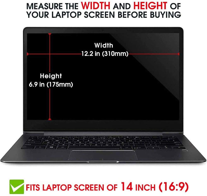 [Australia - AusPower] - Laptop Privacy Screen 14 Inch,PYS Privacy Screen Protector for 14In Laptop 16:9 Aspect Ratio,Anti Glare/Blue Light/Scratch Compatible with Lenovo/HP Envy/Dell/Acer/Samsung/Asus/Toshiba laptop 14 inch Black 