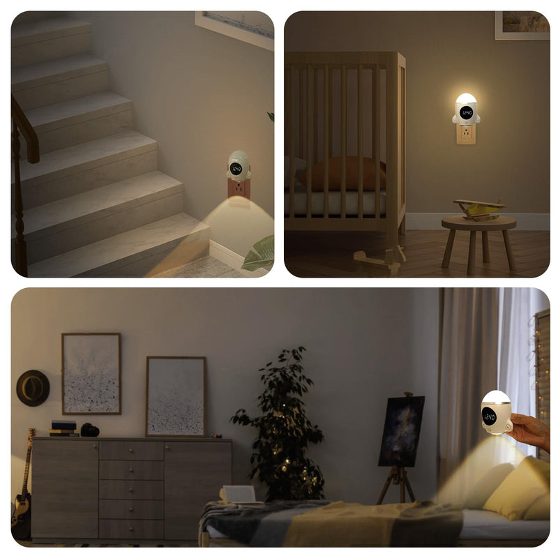 [Australia - AusPower] - QANYI Night Lights Plug into Wall, Space Rocket LED with Rechargeable and Remote, Time Clock, Dimmable Lights for Kids Room Bedroom Hallway Kitchen Bathroom White 