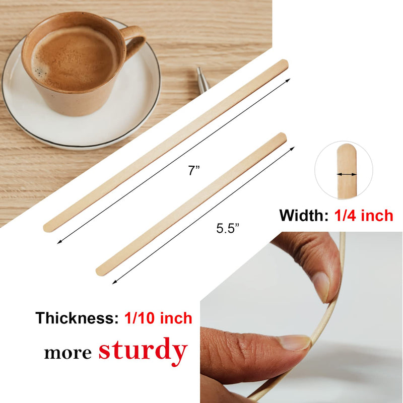 [Australia - AusPower] - 120 Pack Coffee Stirrers Individually Wrapped Disposable Wood Coffee Stir Sticks Round End Mixed Size for Coffee Bar Station,Office Accessories,7 Inch and 5.5 Inch 120 7/5.5 inches 