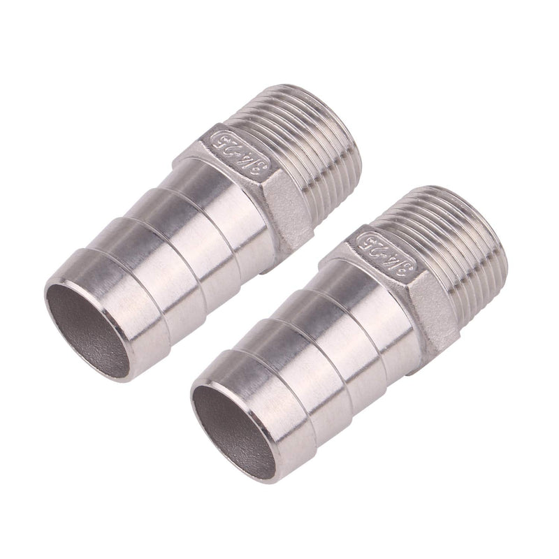 [Australia - AusPower] - DERNORD Stainless Steel 1" Hose Barb x 3/4" NPT Male - Home Brew Pipe Fitting Pack of 2 