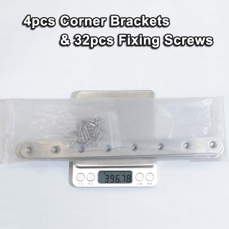 [Australia - AusPower] - Boeray 4 pcs 245mm / 9.7" Length 8 Hole Stainless Steel Straight Corner Brackets Flat Fixing Mending Brace Plates with Fixing Screws 245mm-4pcs 