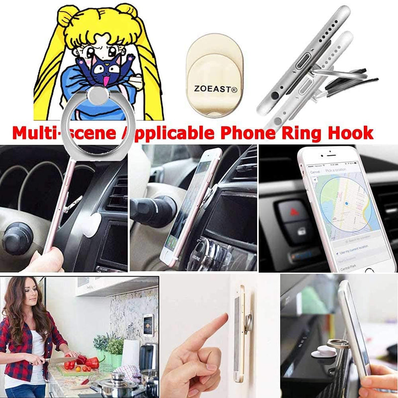 [Australia - AusPower] - ZOEAST(TM) 3 Pack Phone Ring Grip Star Moon Girl Universal 360° Adjustable Holder Car Desk Hook Stand Stent Mount Kickstand Compatible with iPhone 13 X Plus Samsung iPad Tablet (3pcs Moon Girl) 3pcs Moon Girl 