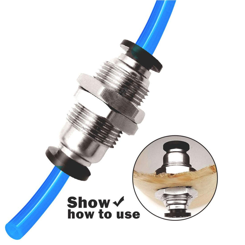 [Australia - AusPower] - Beduan Pneumatic Plastic Bulkhead Union Fitting 6mm Tube OD x 6mm Tube OD Push to Connect Air Fitting (Pack of 5) 6mm Tube OD (5 PCS) 