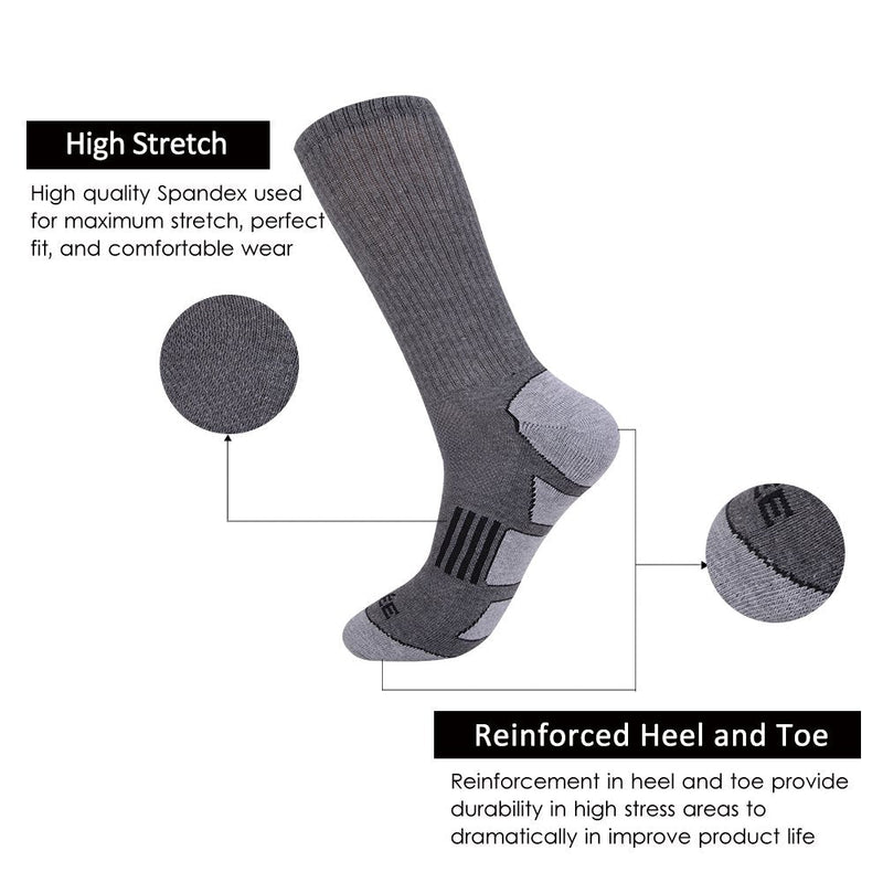 [Australia - AusPower] - JOYNÉE Mens 6 Pack Athletic Cushion Crew Socks Performance Running Socks Grey 1(6 Pairs) 