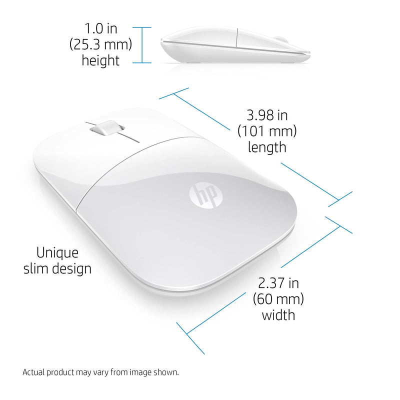 [Australia - AusPower] - HP Z3700 White Wireless Mouse RF Optical 1200DPI Ambidextrou unique 