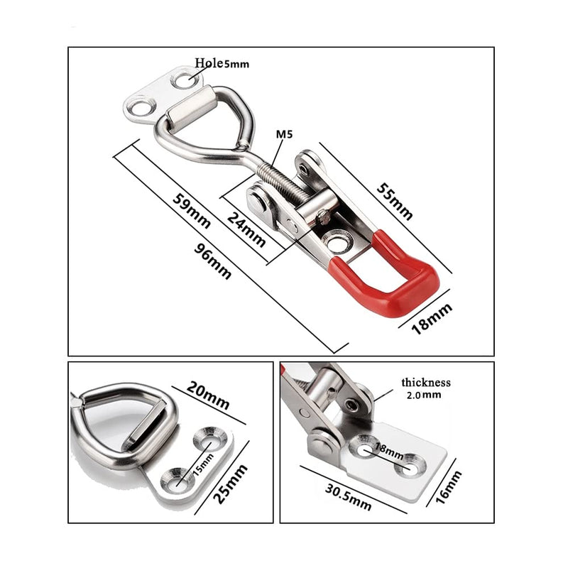 [Australia - AusPower] - E-TING 6-Pack 4001 330Lbs Holding Capacity Adjustable Toggle Latch Clamp Smoker Latch Clamps 150Kg Quick Release Pull Latch Toggle Clamp for Various Tool Box 6x4001 
