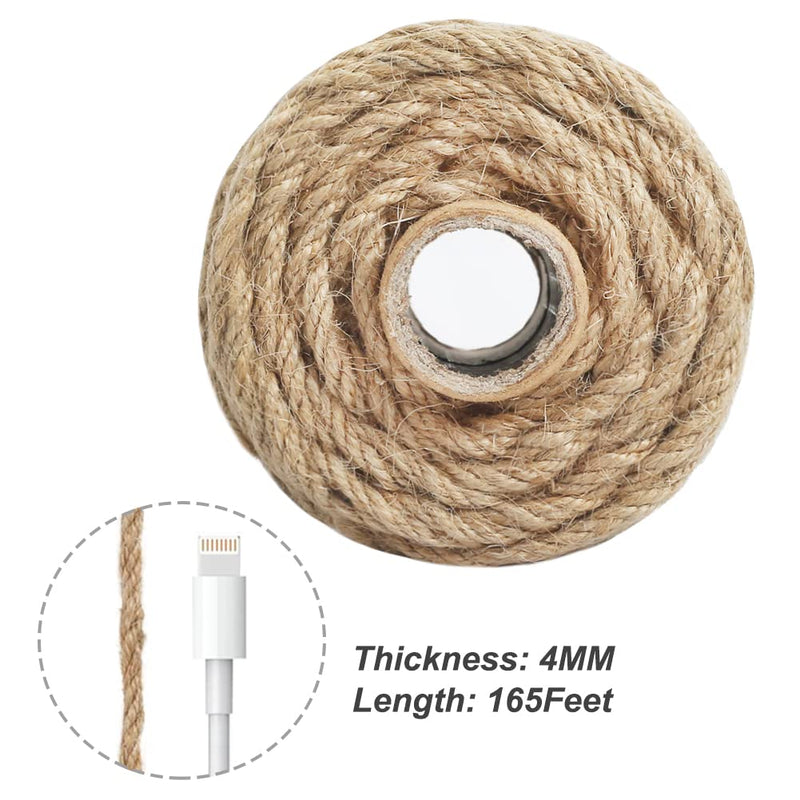 [Australia - AusPower] - Vivifying 165 Feet 4mm 4 Ply Jute Twine, Natural Biodegradable Strong Jute Rope for Garden, Gifts, Crafts (Brown) 