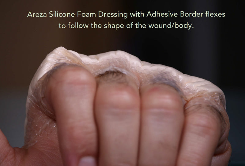 [Australia - AusPower] - Ultra-Absorbent Silicone Foam Dressing with Border (Adhesive) Waterproof 6" X 6" (15 cm X 15 cm) (Central Ultra Absorbent-Foam Pad is 4.15" X 4.15") 5 Per Box (1); Wound Dressing by Areza Medical 1 