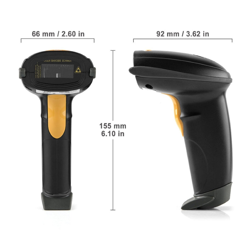 [Australia - AusPower] - WoneNice USB Laser Barcode Scanner Wired Handheld Bar Code Scanner Reader Black 