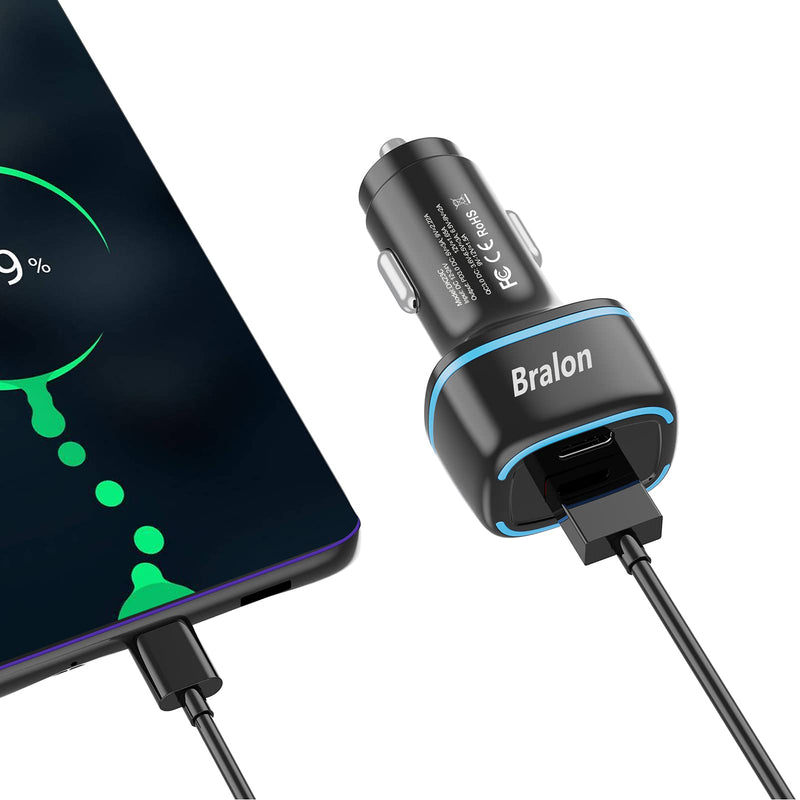 [Australia - AusPower] - USB C Car Charger,Bralon 38W PD3.0 & QC3.0 2 Fast Car Charger Compatible with Phone 12 Pro(Max)/mini/11 Pro(Max)/XS/XR/X and More USB-C & USB-A Port 