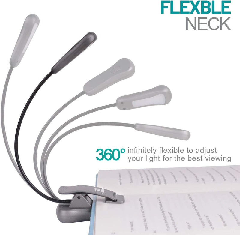 [Australia - AusPower] - Vekkia Rechargeable-Book-Light-for-Reading-in-Bed, 3000K Warm 6 LED 3 Brightness Lamp Iron 
