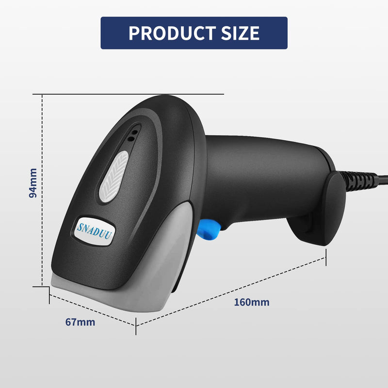 [Australia - AusPower] - SNADUU 2D QR Scanner Wireless Barcode Scanner with Stand, Automatic Bar Code Reader CMOS Supports DataMatrix PDF417 1D Screen Barcode, USB Wired POS Scanner for Windows, Mac, Linux 