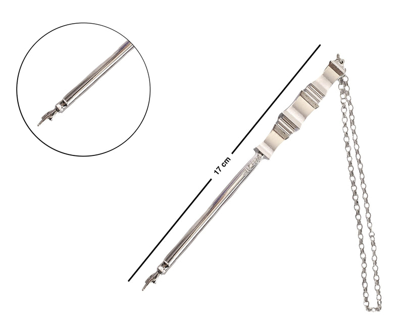 [Australia - AusPower] - SUPER STAM Torah Book Pointer Yad Hand Pointer Silver Finish in Metal Gift Box Great bar bat Mitzvah Gift 17 cm with a 20cm Bead Charm 