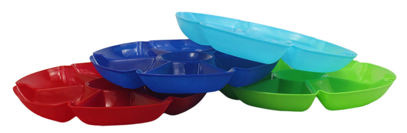 [Australia - AusPower] - 4 Black Duck Chip N Dip Hard Plastic 12-Inch Round 7-Section Serving Trays! Assorted Colors Multi-4pk R,db,lb,g 