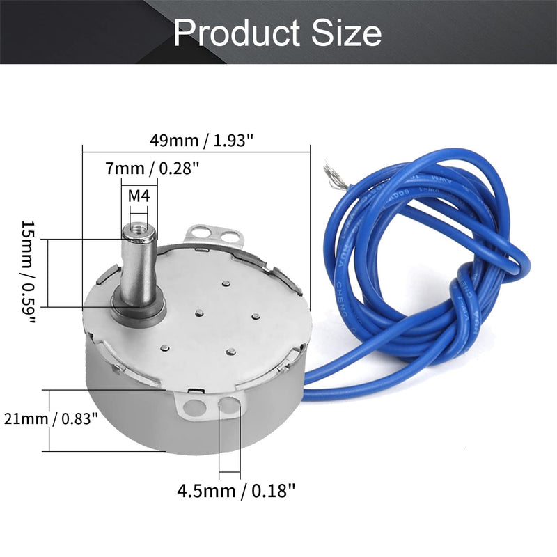 [Australia - AusPower] - Fielect 2Pcs Synchronous Motor AC 110V 8-10RPM Turntable Motor CW Direction 4W TYC-50 Horizontal Hole Tapping Shaft Cross Hole Hollow Shaft CW 2Pcs 