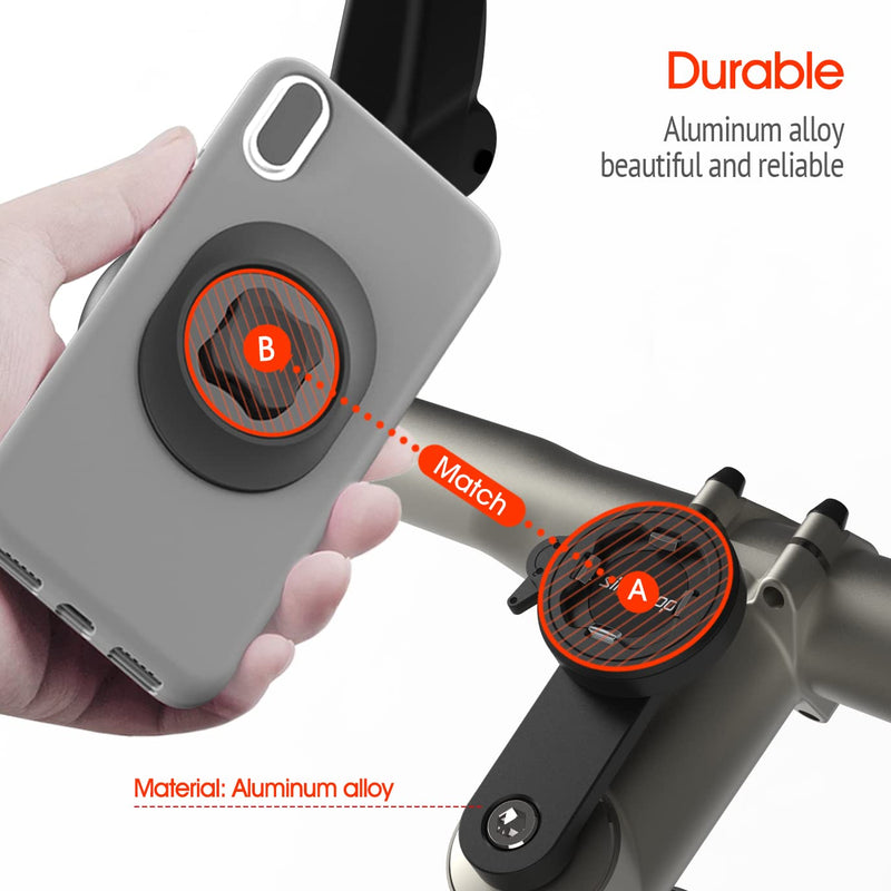 [Australia - AusPower] - Bike Phone Mount for Mountain Bicycle, Universal Aluminum Road Bike Stem Cap Cell Phone Holder, Connect Quickly Riding Clip Stand, MTB Handlebar Clamp Quick Release for iPhone Samsung Google-【2nd Gen】 